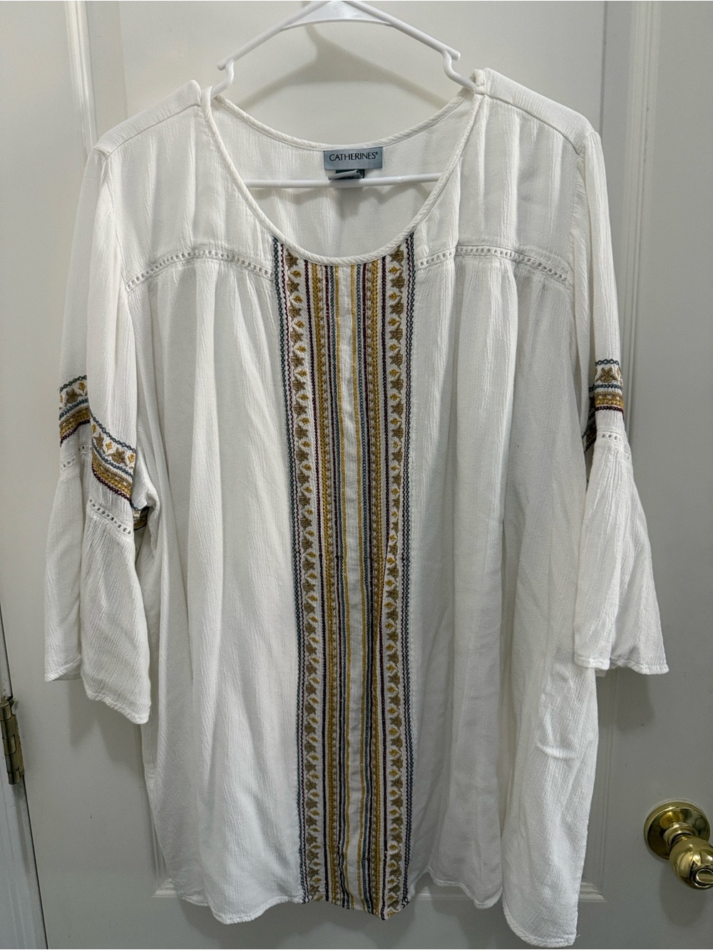 Women’s 2x Catherines White Embroidered Boho Peasant Top #Cottagecore #gorpcore